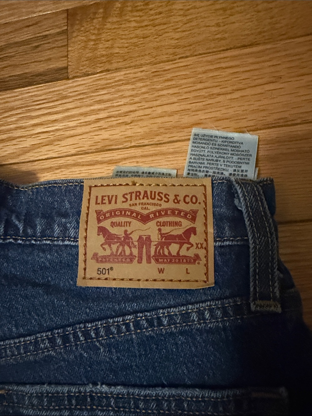 Levi's Dark Blue High-Rise Cutoff Denim Shorts - Picture 3 of 4